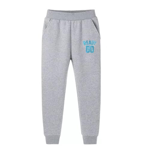 TSSOE Mädchen Jungen Jogginghose Sporthose Herbst Winter Warme Hose Mit elastischem Bund Thermohose Leggings Grau F 140-146 von TSSOE