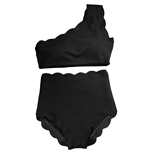 TSWRK Damen Badeanzug Einfarbig One Shoulder Tankini Bikini Set Bademode Badebekleidung Strandmode Strandkleidung von TSWRK