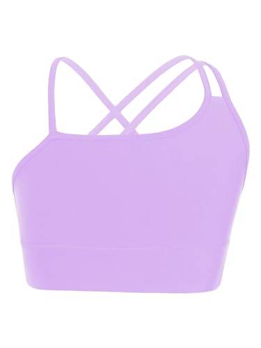 TTAO Mädchen Sport BHS Spaghettiträger Crop Tops Unterwäsche Nahtlose Sport BHS Schlaf BHS für Gymnastik Yoga Training gr. 110-164 Violett 110-116 von TTAO