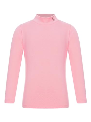 TTAO Mädchen Thermooberteil Langarm Baumwolle Thermoshirt Rollkragen Thermo Unterhemd Kinder Winter Warme Unterhemden für Frühling Herbst Winter Rosa 122-128 von TTAO