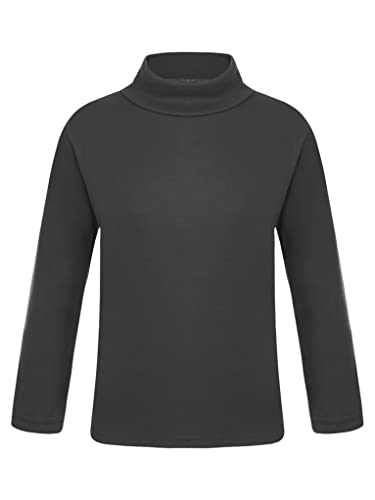 TTAO Mädchen Thermooberteile Langarm Rollkragenshirt Rollkragenpullover Kinder Winter Warme Unterhemden Thermounterwäsche Schwarz 158-164 von TTAO