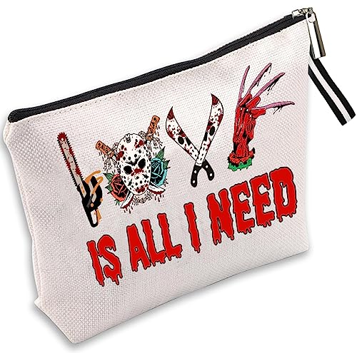 TTBDKKDM Kosmetiktasche mit Horror-Figuren, Horrorfilm-Liebhaber, Geschenk, Make-up, Reißverschluss, Beautycase, modische Tasche, Damen-Schminktasche, Make-up-Tasche, Reise-Kulturbeutel, von TTBDKKDM