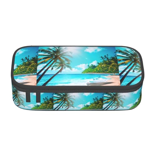 TTIGLHOH Federmäppchen mit tropischem Ozean-Strand-Motiv, großes Fassungsvermögen, stilvolle Stifteetui, Organizer für Büro, Uni, Schule, Schwarz , Einheitsgröße, Taschen-Organizer TTIGLHOH Federmäppchen mit tropischem Ozean-Strand-Motiv, großes Fassungsvermögen, stilvolle Stifteetui, Organizer für Büro, Uni, Schule, Schwarz , Einheitsgröße, Taschen-Organizer von TTIGLHOH