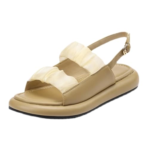 TTOUDRY Einzeilige, Leichte, Atmungsaktive, Einfache Sandalen Aus Satin Für Damen, Sommerliche, Farblich Passende Runde Zehen, Bequeme, Lässige, Flache Sandalen von TTOUDRY