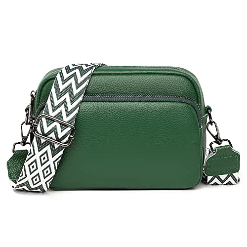 TTSAM leder umhängetasche damen moderne taschen mit breitem schultergurt brusttasche damen crossbag handtasche mit breitem gurt klein crossbody bag oder hüfttasche damen (Green#2), 23CM*14CM*7CM von TTSAM