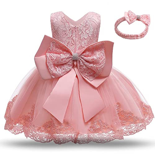 TTYAOVO Baby Mädchen Spitze Kleid Bowknot Blume Hochzeit Kleider Größe(100) 2-3 Jahre 648 Hellrosa von TTYAOVO