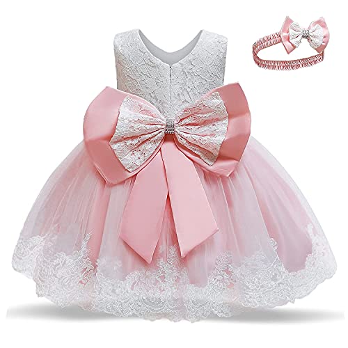 TTYAOVO Baby Mädchen Spitze Kleid Bowknot Blume Hochzeit Kleider Größe(100) 2-3 Jahre 648 Rosa von TTYAOVO