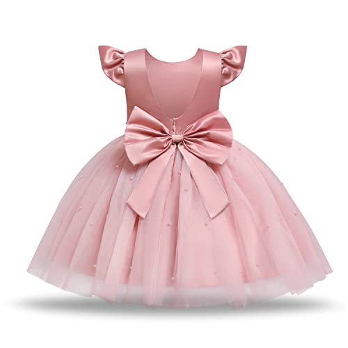 TTYAOVO Baby Prinzessin Party Kleid Sich beugen Knoten Kleider Größe (100) 2-3 Jahre 767 Rosa von TTYAOVO