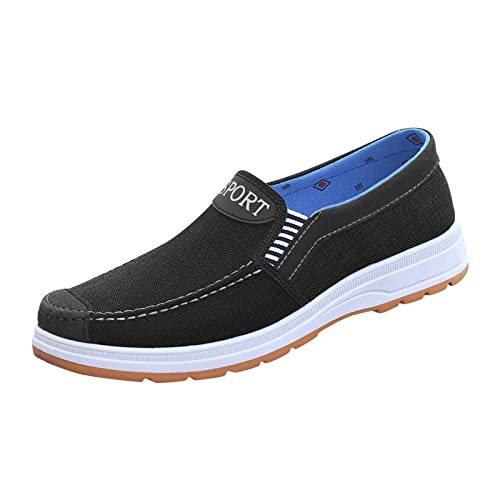 TUDUZ Mode ganzjährig Herren Freizeitschuhe Flache runde Kappe Rutschfester Stoff Obermaterial Farbblockstreifen bequemer Slip-On einfacher Stil Schuhe Herren 42 von TUDUZ