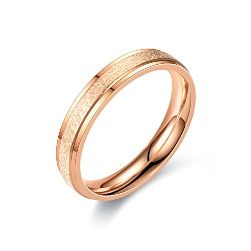 TUNGSTORY Edelstahl Verlobungsring für Paar 4mm Roségold Sandstrahlen Ehering-Set für Sie und Ihn 57(18.1) von TUNGSTORY