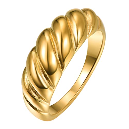 TUNGSTORY Goldener Drehringe Edelstahl Herren Goldener Ringe Versprechen Ring für Paare Size 54.4(17.3) von TUNGSTORY