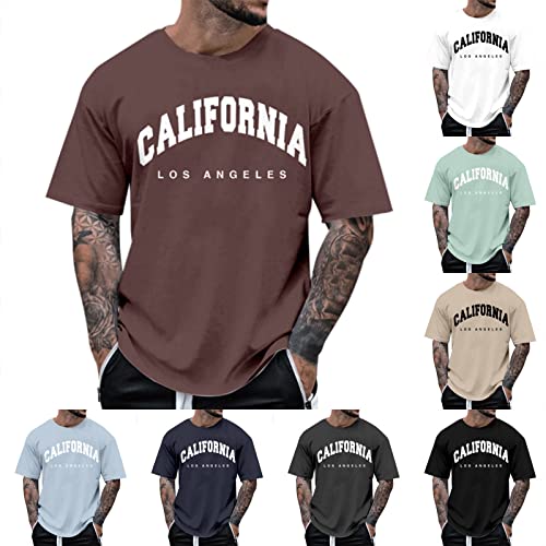 T-Shirts für Herren Rundhals Kurzarm Tshirt Männer Sommer Oversize Oberteile Mode Lose T-Shirt mit Grafik Buchstaben Vintage Drucken Streetwear Sport Tops Casual Tshirt Herren Bequem T Shirt Lang von TUQIDEWU