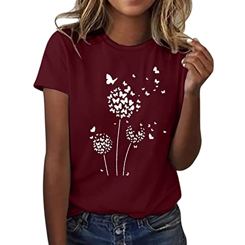 TUQIDEWU Damen Klassischer Schnitt Oberteile Top Rundhals Klamotten Mit Kurzen Ärmeln T-Shirt Teenager Mädchen Bluse Kurzärmeliges Lässige Pullover Tops Langarm Sommer Hemd von TUQIDEWU