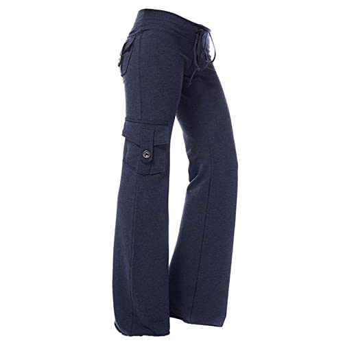 Cargohose Damen Arbeitshose Jogginghose mit Stretch Bund Taschen Baggy Sweathose Lang Hosen Breites Bein Locker Workwear Outdoorhose Freizeithose Hip Hop Pants Retro Streetwear von TURWXGSO