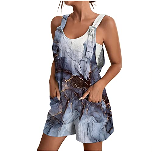 Jumpsuit Damen Sommer Ärmellos Kurz Latzhose Overall Casual Overall Hosenanzug V-Ausschnitt Playsuit Oversize Jumpsuit Baggy Sommerhose Hosenanzug Playsuit mit Taschen Arbeitshose Strampler Shorts von TURWXGSO