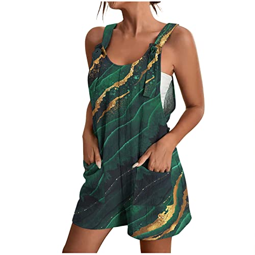 Jumpsuit Damen Sommer Ärmellos Kurz Latzhose Overall Casual Overall Hosenanzug V-Ausschnitt Playsuit Oversize Jumpsuit Baggy Sommerhose Hosenanzug Playsuit mit Taschen Arbeitshose Strampler Shorts von TURWXGSO