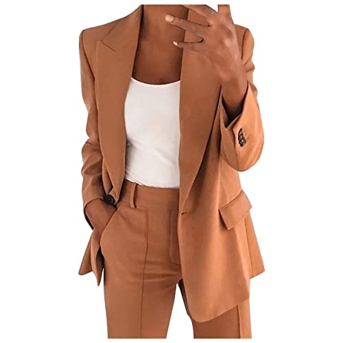 TURWXGSO Anzug Set Damen Langem Blazer Mit Hose Casual Cardigan Langarm Anzug Elegant Business Blazer Hosen+Jacke Anzug Set Blazer Hose 2-Teilig Anzug Zweiteiler Damen Blazer Hosenanzug von TURWXGSO