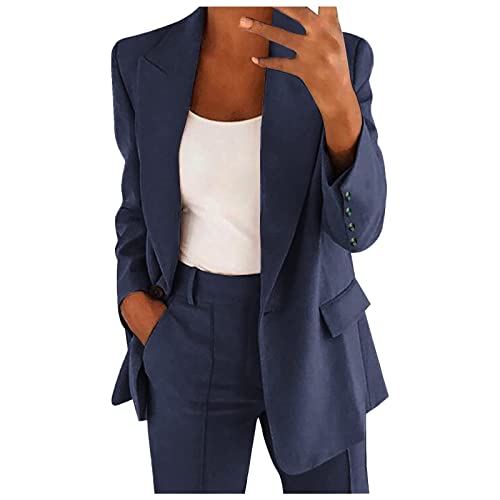 TURWXGSO Anzug Set Damen Langem Blazer Mit Hose Casual Cardigan Langarm Anzug Elegant Business Blazer Hosen+Jacke Anzug Set Blazer Hose 4-Teilig Anzug Zweiteiler Damen Blazer Hosenanzug von TURWXGSO