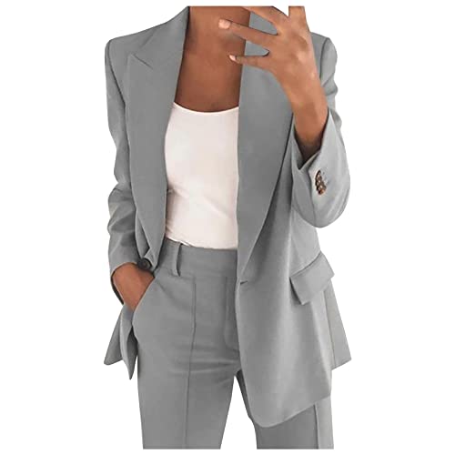 TURWXGSO Anzug Set Damen Langem Blazer Mit Hose Casual Cardigan Langarm Anzug Elegant Business Blazer Hosen+Jacke Anzug Set Blazer Hose 5-Teilig Anzug Zweiteiler Damen Blazer Hosenanzug von TURWXGSO