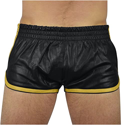 TURWXGSO Cargo-Shorts für Herren, bis zum Knie, Sommer-Shorts, einfarbig, elastische Taille, Sporthose, Schwimmhose mit Taschen, lockere schmale Passform, PU-Shorts, entspannte Sommer-Strand-Shorts, von TURWXGSO