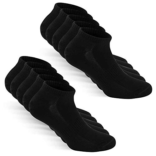 TUUHAW Sneaker Socken Herren Damen Sportsocken 10Paar Halbsocken Kurze Atmungsaktive Baumwolle Schwarz 43-46 von TUUHAW