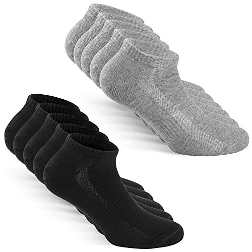 TUUHAW Sneaker Socken Herren Damen Sportsocken 10Paar Halbsocken Kurze Atmungsaktive Baumwolle Schwarz-Grau 47-50 von TUUHAW