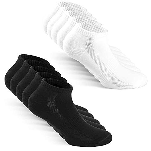 TUUHAW Sneaker Socken Herren Damen Sportsocken 10Paar Halbsocken Kurze Atmungsaktive Baumwolle Schwarz-Weiß 47-50 von TUUHAW