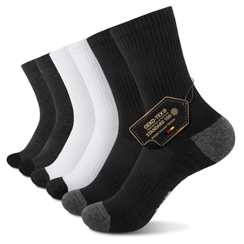 TUUHAW Tennissocken Herren 43-46 Socken Herren Lang Sportsocken Laufsocken Baumwolle Dicke Socken Wandersocken Damen Socken Verdickte Frottee Baumwollsocken 6 Paar, Schwarz Weiß Grau 43-46 TUUHAW Tennissocken Herren 43-46 Socken Herren Lang Sportsocken Laufsocken Baumwolle Dicke Socken Wandersocken Damen Socken Verdickte Frottee Baumwollsocken 6 Paar, Schwarz Weiß Grau 43-46 von TUUHAW