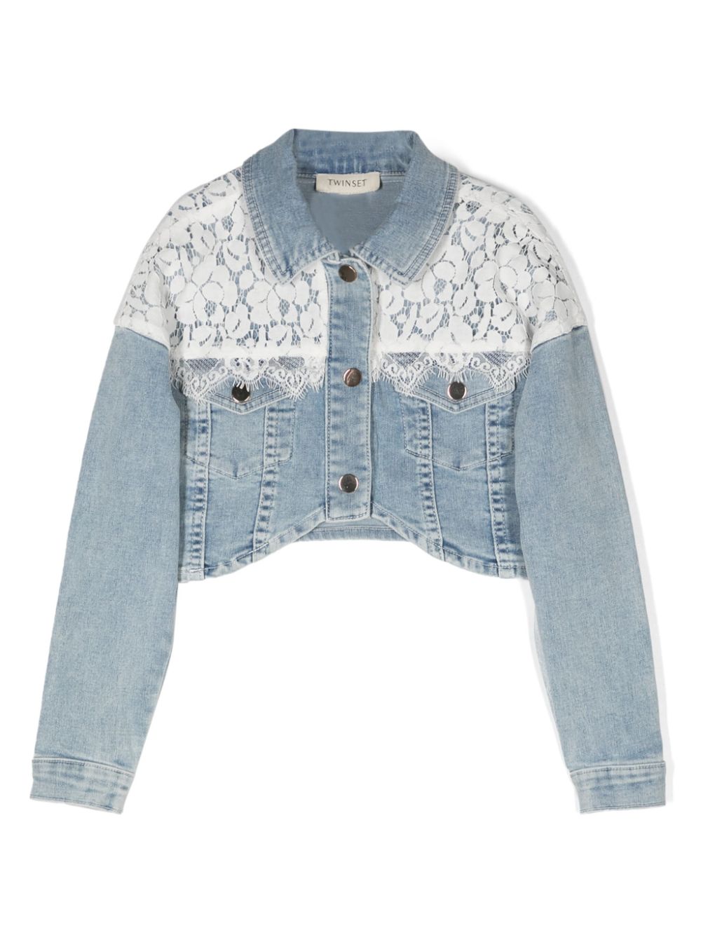 TWINSET Kids Cropped-Jeansjacke mit Spitze - Blau von TWINSET Kids