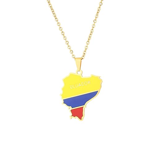 TWOMEM Halskette Anhänger Europäische und amerikanische Ecuador-Karte Halskette Herren- und Damen-Paar-Anhänger-Halskettenzubehör Geburtstag Party Geschenk von TWOMEM