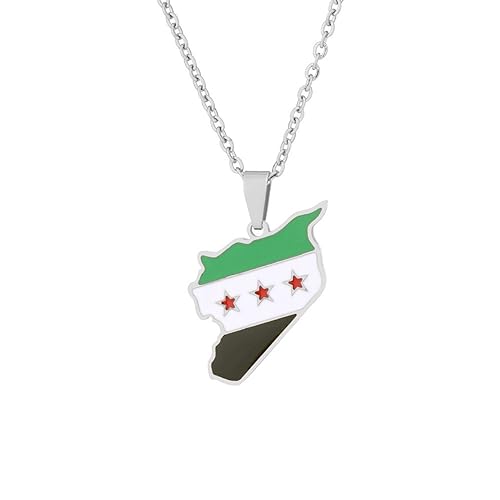 TWOMEM Halskette Anhänger Kostenlose Karten- und Flaggenketten der syrischen Armee für Männer und Frauen, Pulloverketten-Accessoires für Paare Geburtstag Party Geschenk von TWOMEM