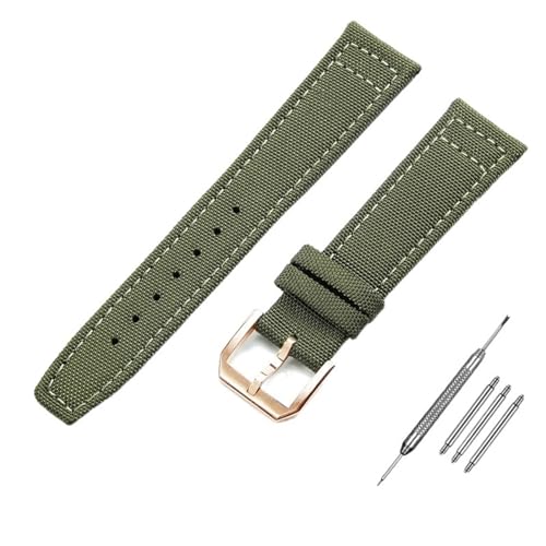 TWRQA 20 mm, 21 mm, 22 mm, Nylon-Canvas-Armband für IWC Pilot, Portugal, Portofino, Stoff, Uhrenarmband, Faltschnalle, Rindsleder, 21 mm, Achat von TWRQA