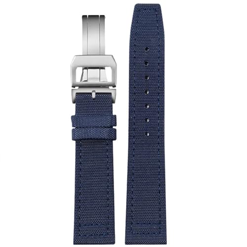 TWRQA 20 mm, 21 mm, 22 mm, Nylon-Canvas-Armband für IWC Pilot, Portugal, Portofino, Stoff, Uhrenarmband, Faltschnalle, Rindsleder, 22 mm, Achat von TWRQA