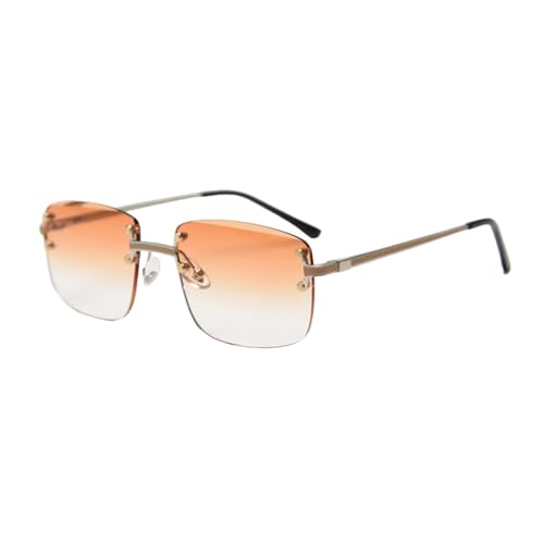 TXFXZXZ Bunte quadratische Sonnenbrille für Männer mit Farbverlauf blau randlose Sonnenbrille für Frauen Vintage Federscharnier TXFXZXZ Bunte quadratische Sonnenbrille für Männer mit Farbverlauf blau randlose Sonnenbrille für Frauen Vintage Federscharnier von TXFXZXZ