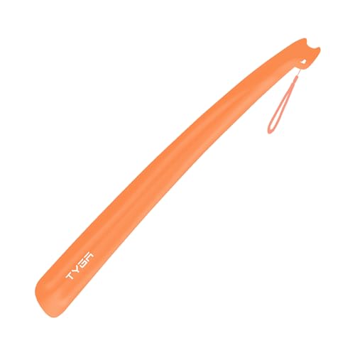 TYGA Schuhlöffel mit langem Griff, 43 cm lang, Kunststoff-Schuhlöffel für Herren und Damen, mit Komfortgriff, lange Schuhlöffel, flexibel, extra lang, für ältere Menschen, Orange, 2 Stück, von TYGA STORE