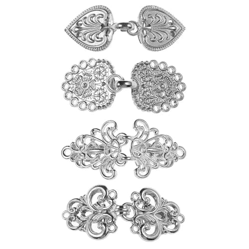 Schal-Strickjacken-Clips 1 Set Vintage Strickjacke Clip Pin Verschluss Set Schal Bluse Brosche for Frauen Mode Schmuck Schal-Schnalle (Color : Antique Silver 1) von TYNXK