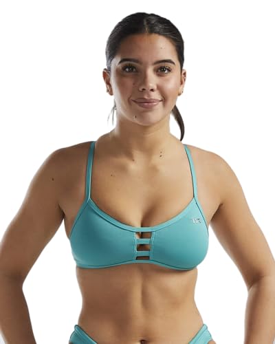 TYR Damen Durafast Elite Bade-Bikinioberteil mit Raffhaltern Badeanzug, Latigo Bay Teal, Large von TYR