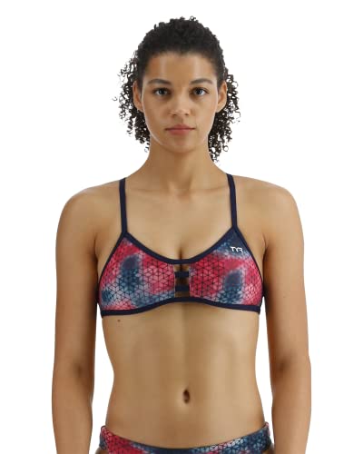 TYR Damen Durafast Elite Bade-Bikinioberteil mit Raffhaltern Badeanzug, Rot/Mehrfarbig, Medium von TYR