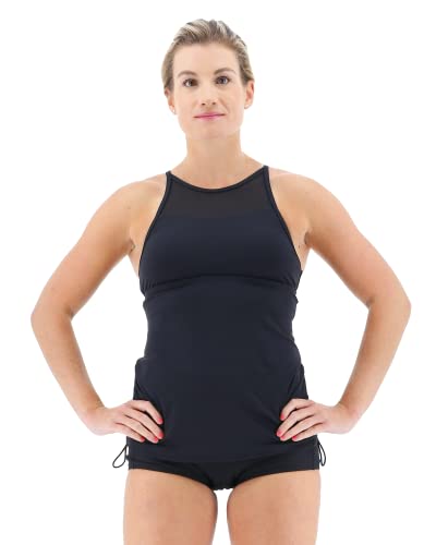 TYR Damen Tessa Schwimmen, Yoga, Fitness und Workout Tankini-Top, schwarz, Medium von TYR