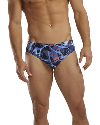 TYR Herren Badeanzug Electro Brief Schwimm-Slips, Elektrorot/Weiß/Blau, 36 von TYR