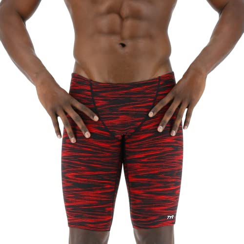 TYR Herren Durafast Elite Athletic Jammer Badeanzug Badehose, Red Fizzy, 30 von TYR