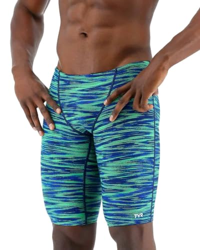 TYR Herren Durafast Elite Athletic Jammer Badeanzug Badehose, blau/grün, 30 von TYR