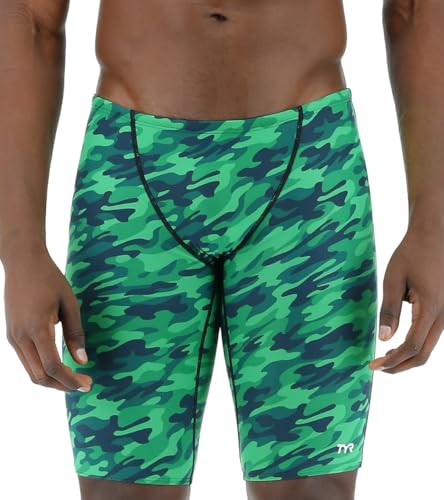 TYR Herren Durafast Elite Athletic Jammer Badeanzug Badehose, grün camo, 36 von TYR