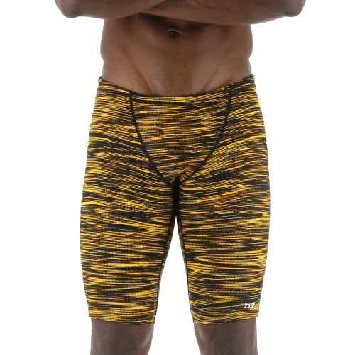 TYR Herren Durafast Elite Athletic Jammer Badeanzug Badehose, schwarz/Gold, 36 von TYR