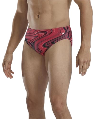 TYR Herren Durafast Elite Racer Slip Badeanzug Badehose, Rote Vitalität, 36 von TYR