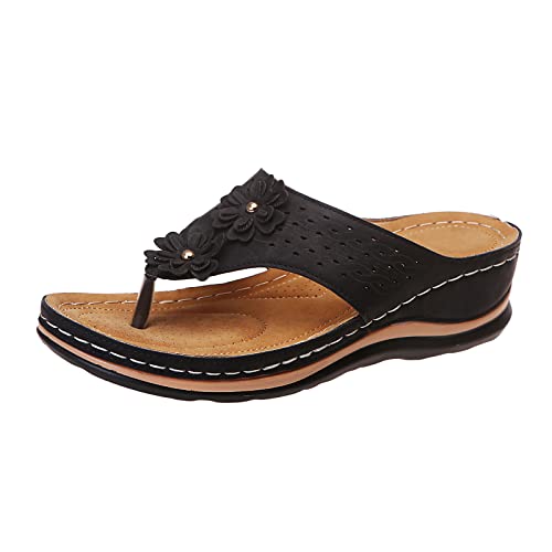 Big Buckle Damen schwarz Espadrilles für Damen Plateau braun orthopädie Arch Support gummifußbett größe 36-43 eu Schuhe Absatz Damen Rose Damen Slipper ohne Absatz aus Leder Sandalen Weite von TYUIOP