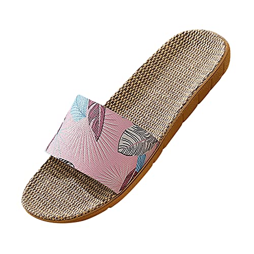 Damen Big Buckle 37 Espadrilles für Damen schwarz Sommer Pantoletten flach rutschfeste Strand Zehentrenner Sandalen Schuhe Absatz Damen rosa Women's Casual Comfy Trim Loafer Flat von TYUIOP