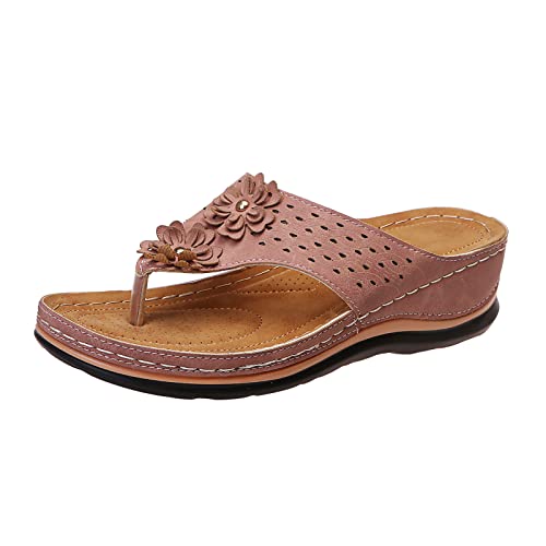 Flache Schuhe für Damen beige Sommer Pantoletten Damen mit Absatz Damen Herren Zehentrenner Sommer flip Flops Badelatschen Clogs Leder Damen Damen Slipper Frauen Slip on Sandalen Weite von TYUIOP