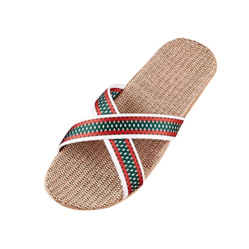 Schlappen Damen 42 Espadrilles für Damen Weite Sommer Pantoletten flach rutschfeste Strand Zehentrenner Sandalen geschlossene Sandalen Damen schwarz Damen weicher Loafer mit von TYUIOP