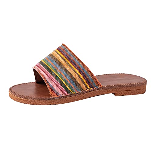 Schlappen Damen Sommer elegant Espadrilles für Damen Keilabsatz 42 Strand Komfort Strand plattform Sandalen Badelatschen Clogs Leder Damen 39 Damen-Pantoletten hochwertiges echtes von TYUIOP